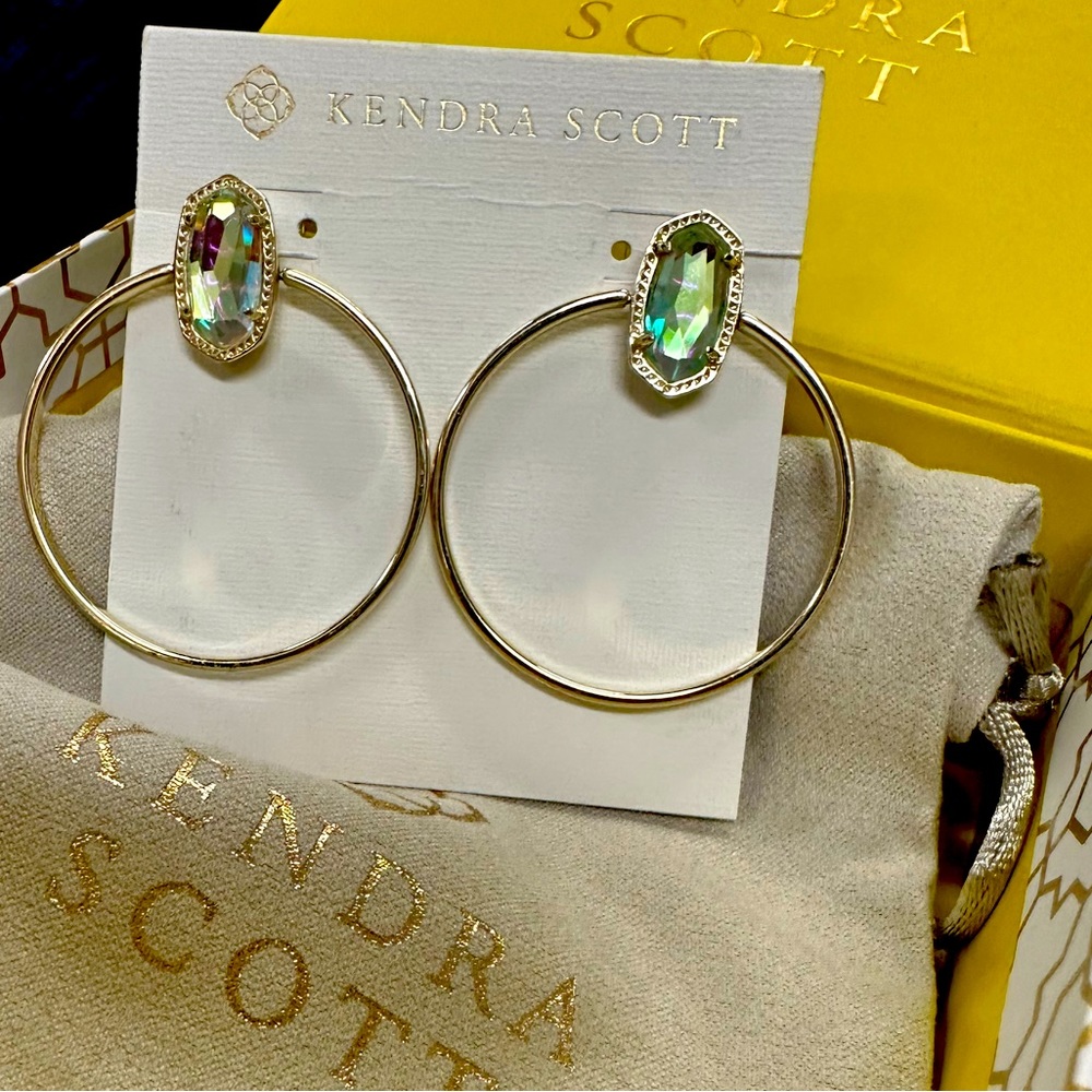Kendra Scott Mayra Dichroic Glass Drop Dangle Hoop Earrings